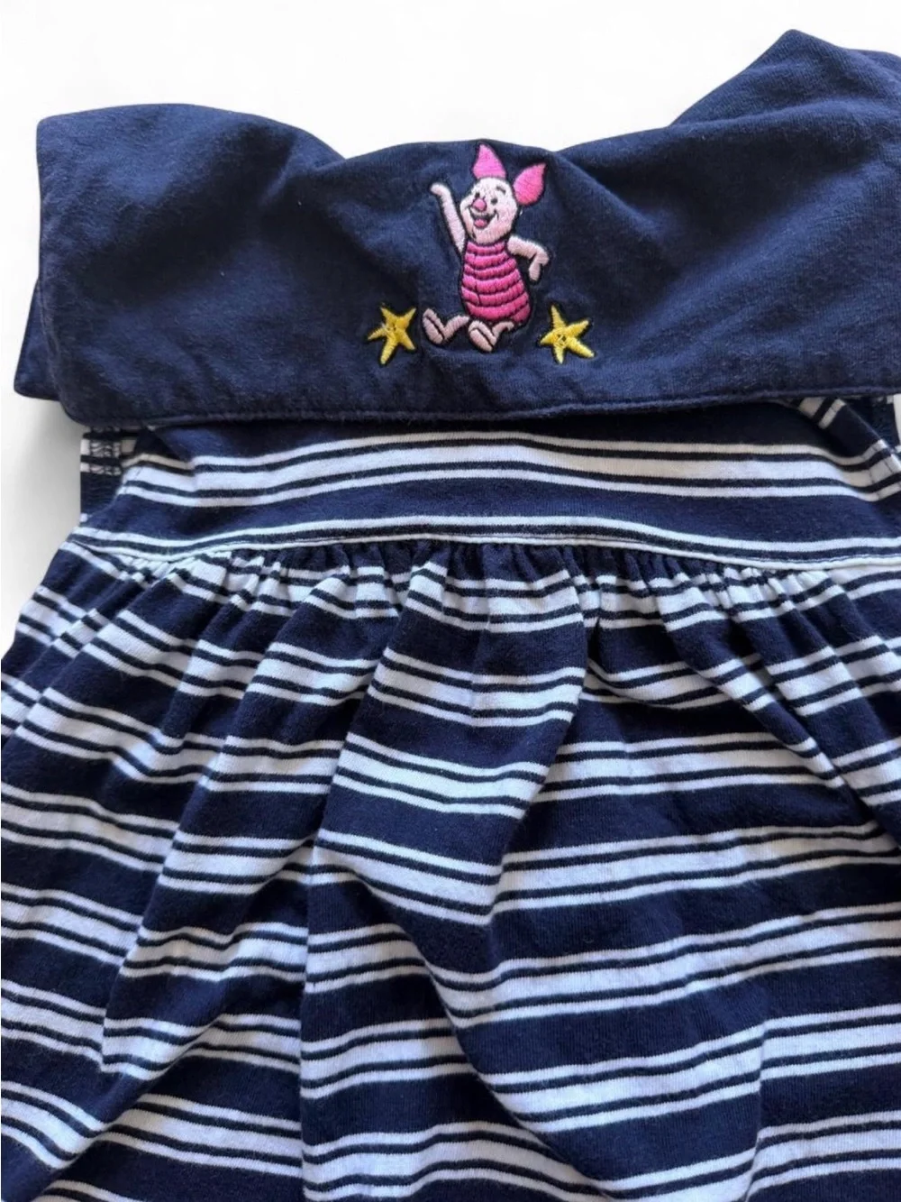 Disney Navy and White Striped Kids Sailor Dress with Winnie the Pooh Embroidery